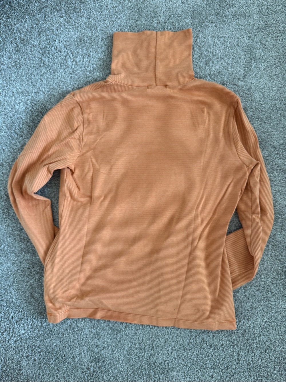 J. Crew Orange & White Striped Long Sleeve Turtleneck - Picture 2 of 3